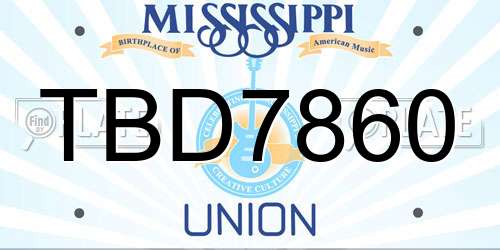 TBD7860 Mississippi License Plate