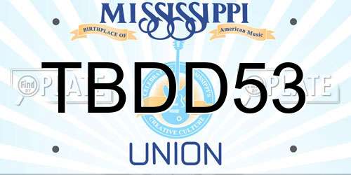 TBDD53 Mississippi License Plate