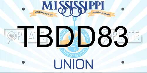 TBDD83 Mississippi License Plate