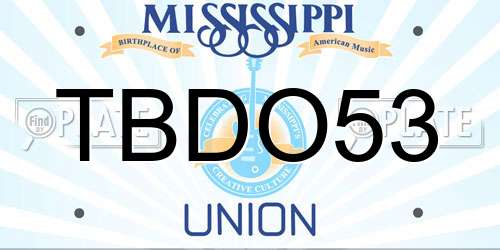 TBDO53 Mississippi License Plate