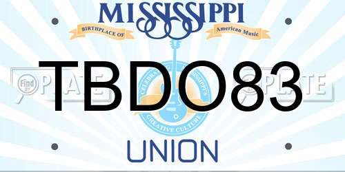 TBDO83 Mississippi License Plate
