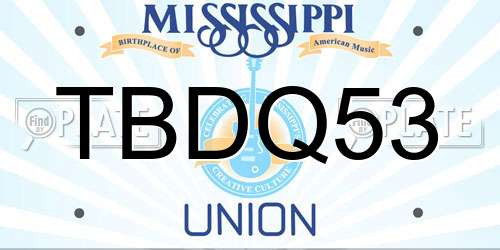 TBDQ53 Mississippi License Plate