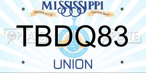 TBDQ83 Mississippi License Plate