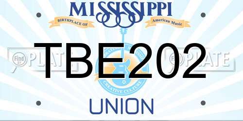 TBE202 Mississippi License Plate
