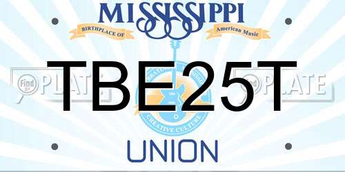 TBE25T Mississippi License Plate