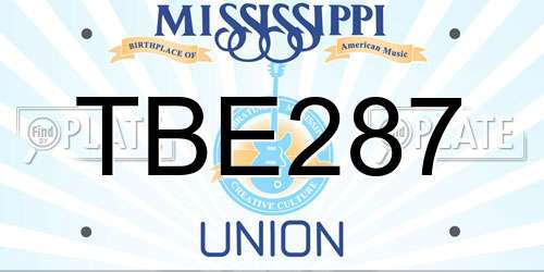 TBE287 Mississippi License Plate