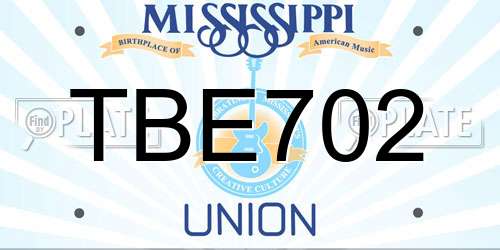 TBE702 Mississippi License Plate