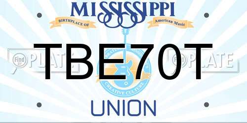 TBE70T Mississippi License Plate