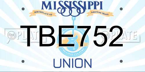 TBE752 Mississippi License Plate