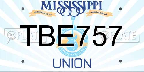 TBE757 Mississippi License Plate