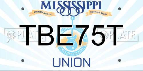 TBE75T Mississippi License Plate