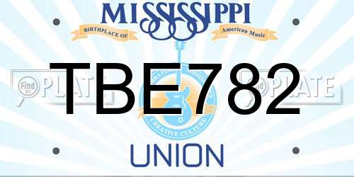 TBE782 Mississippi License Plate