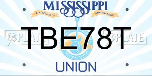 TBE78T Mississippi License Plate