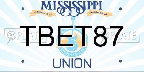 TBET87 Mississippi License Plate
