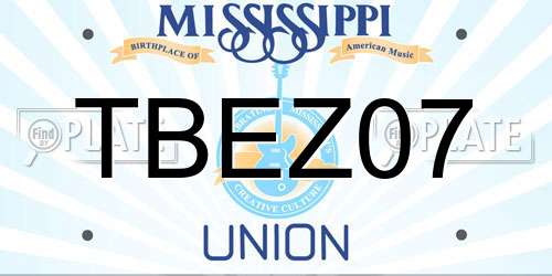 TBEZ07 Mississippi License Plate