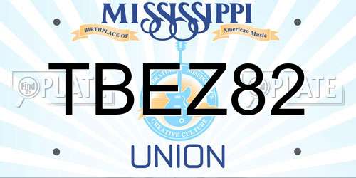 TBEZ82 Mississippi License Plate