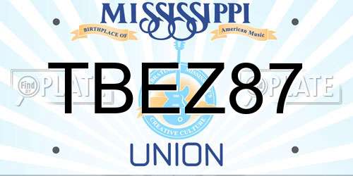TBEZ87 Mississippi License Plate