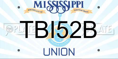 TBI52B Mississippi License Plate