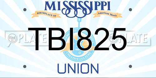 TBI825 Mississippi License Plate