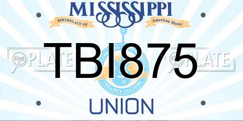 TBI875 Mississippi License Plate