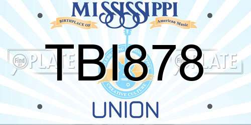 TBI878 Mississippi License Plate