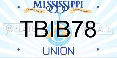 TBIB78 Mississippi License Plate