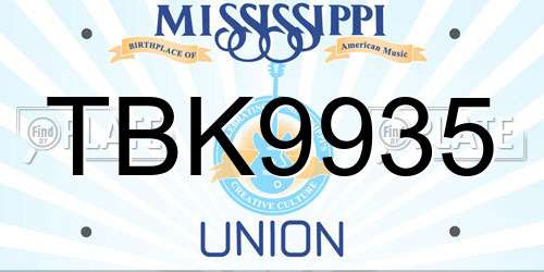 TBK9935 Mississippi License Plate