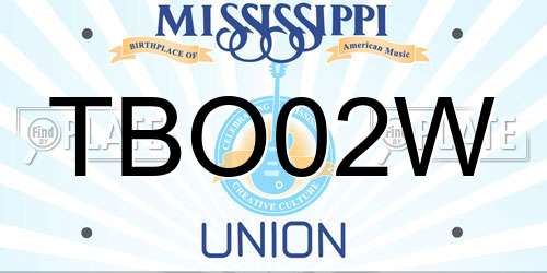 TBO02W Mississippi License Plate