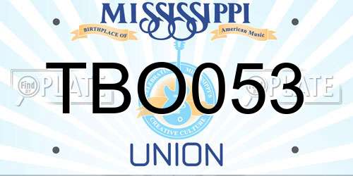 TBO053 Mississippi License Plate