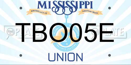 TBO05E Mississippi License Plate