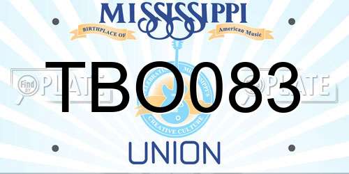 TBO083 Mississippi License Plate