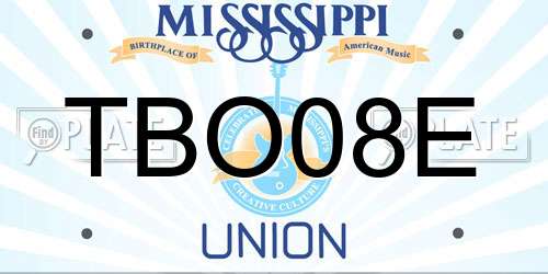 TBO08E Mississippi License Plate