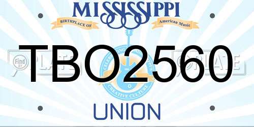 TBO2560 Mississippi License Plate