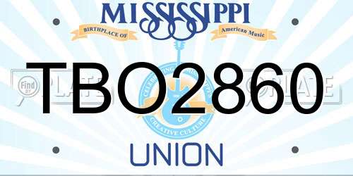 TBO2860 Mississippi License Plate