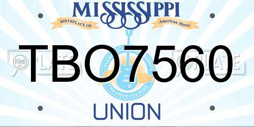 TBO7560 Mississippi License Plate