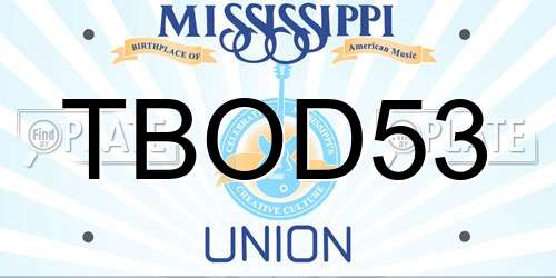 TBOD53 Mississippi License Plate