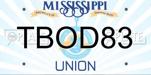 TBOD83 Mississippi License Plate