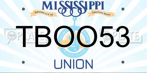 TBOO53 Mississippi License Plate