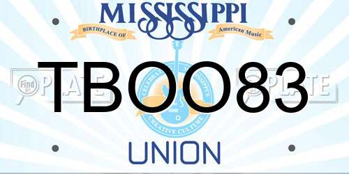 TBOO83 Mississippi License Plate