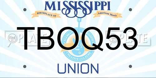 TBOQ53 Mississippi License Plate