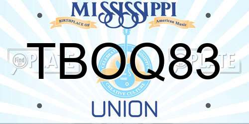 TBOQ83 Mississippi License Plate