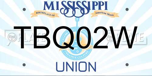 TBQ02W Mississippi License Plate