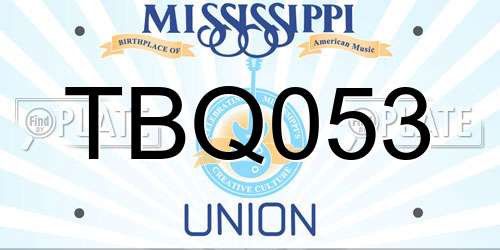 TBQ053 Mississippi License Plate