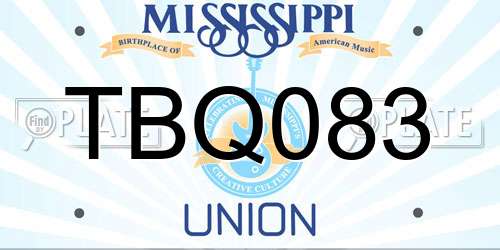 TBQ083 Mississippi License Plate