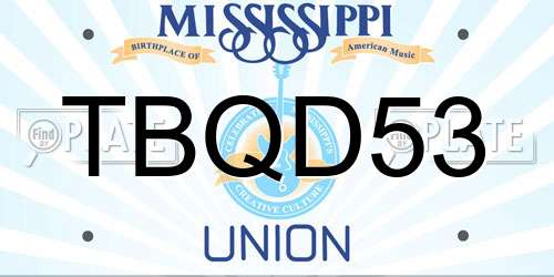 TBQD53 Mississippi License Plate