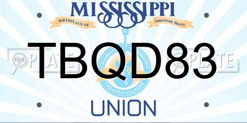 TBQD83 Mississippi License Plate