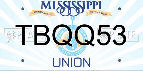 TBQQ53 Mississippi License Plate