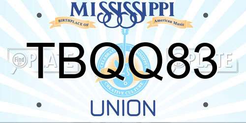TBQQ83 Mississippi License Plate