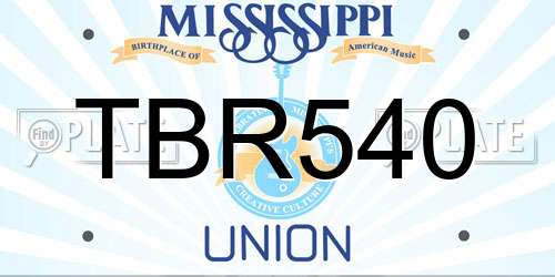 TBR540 Mississippi License Plate