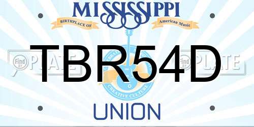 TBR54D Mississippi License Plate